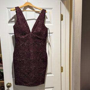 Elegant Backless Lace Dress in Rich Burgundy
